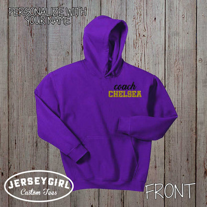 custom glitter softball coach hoodie