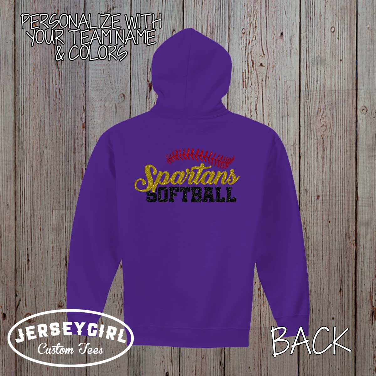 custom glitter softball coach hoodie