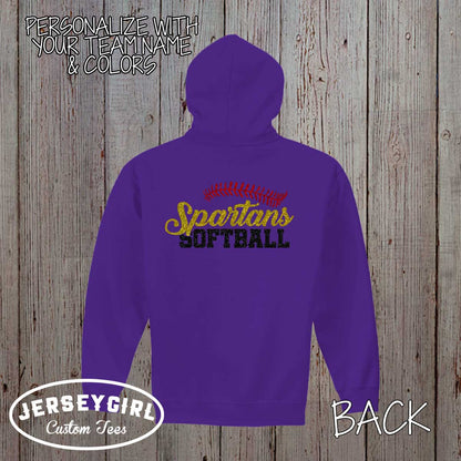 custom glitter softball coach hoodie