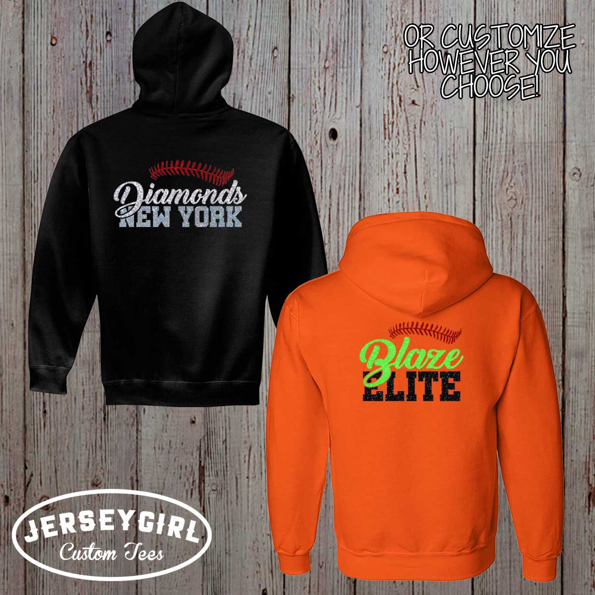 custom glitter softball coach hoodie