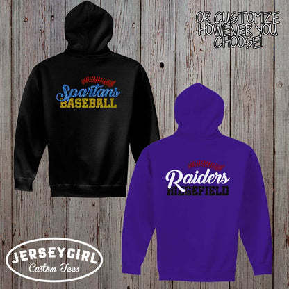 custom glitter softball coach zip-up hoodie