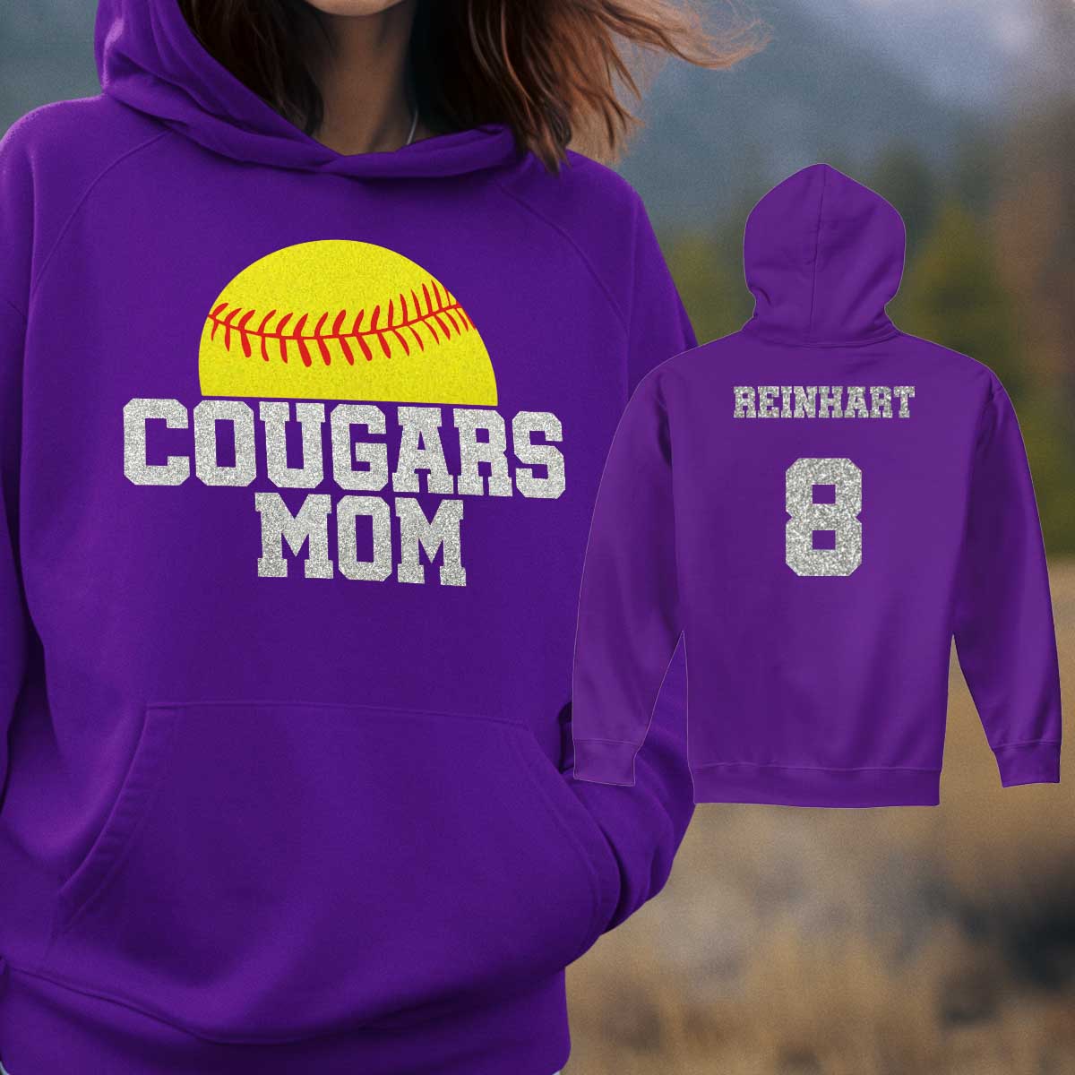 glitter softball mom hoodie