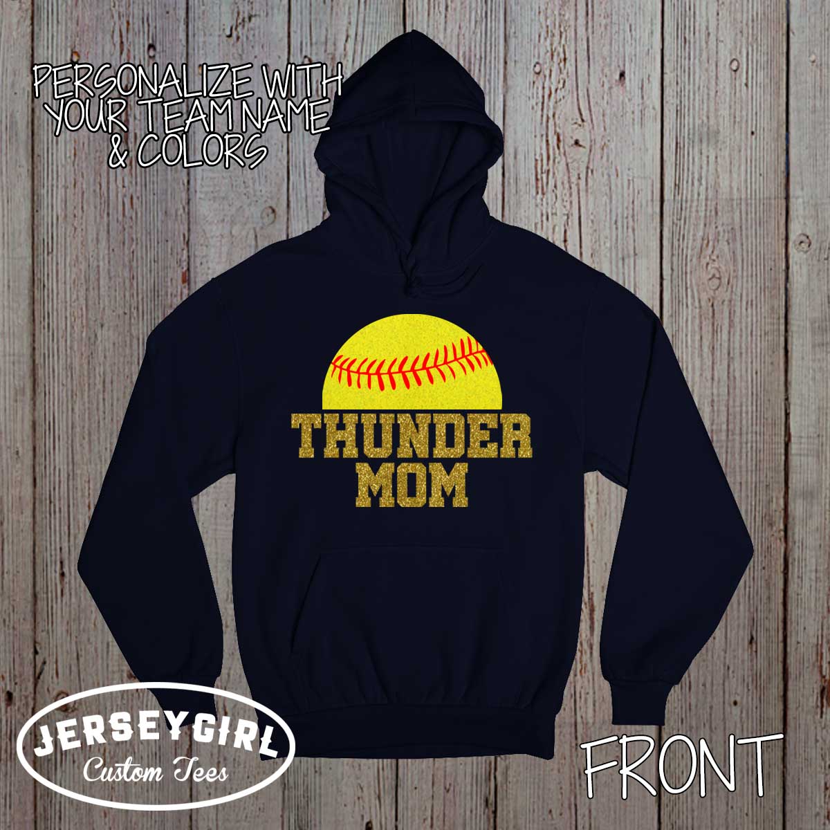 glitter softball mom hoodie
