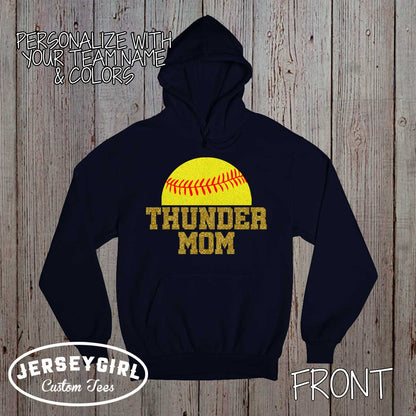 glitter softball mom hoodie