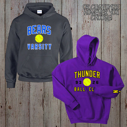 custom softball team hoodies