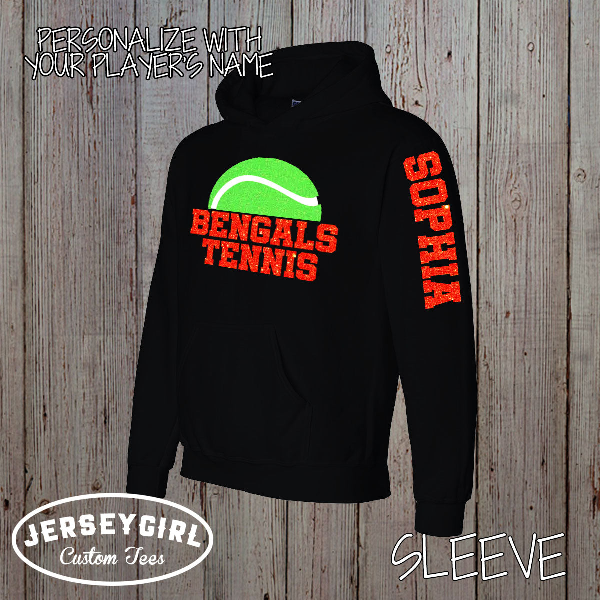 Personalized Glitter Tennis Sweatshirt