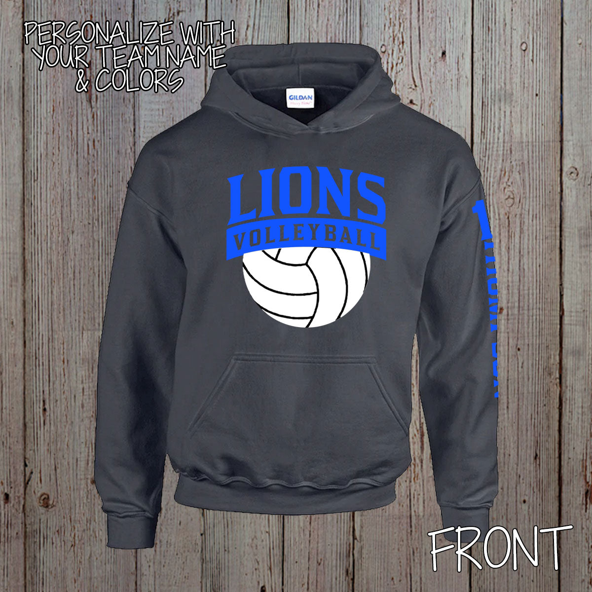 custom volleyball team hoodie with name & number