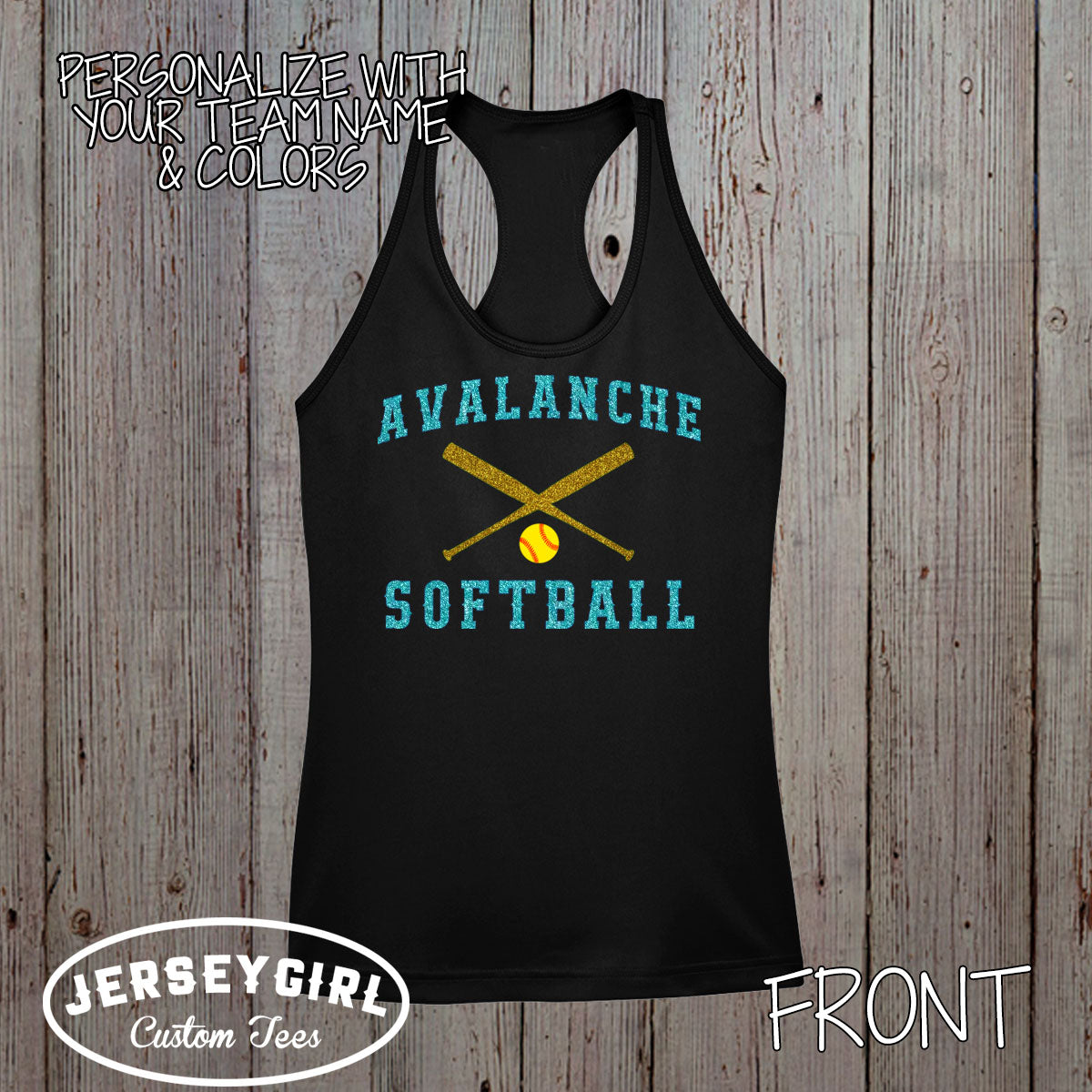 custom glitter softball tank top