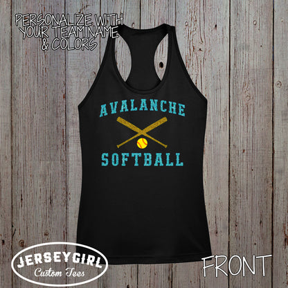custom glitter softball tank top