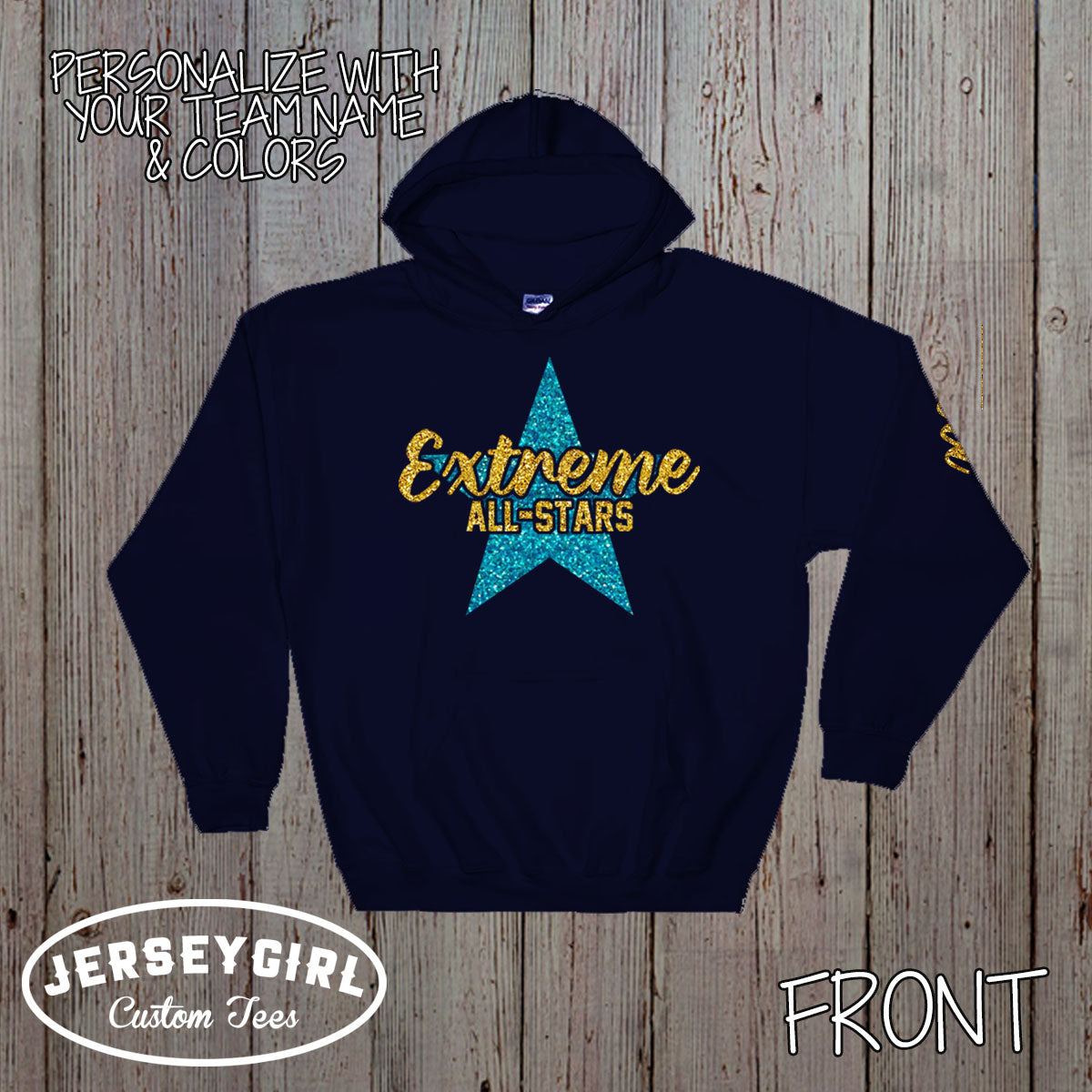 custom glitter cheerleading hoodie