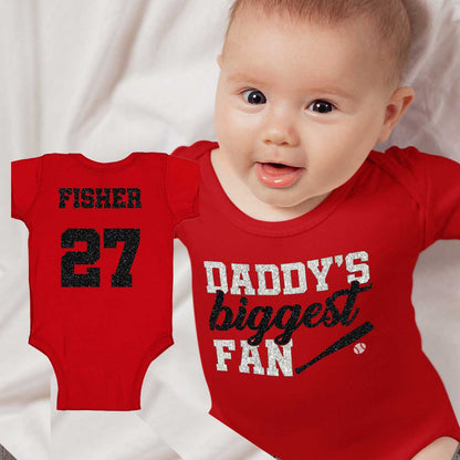 glitter daddy's biggest fan baseball bodysuit