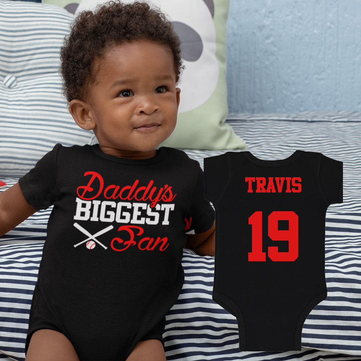 daddy's biggest fan baseball bodysuit