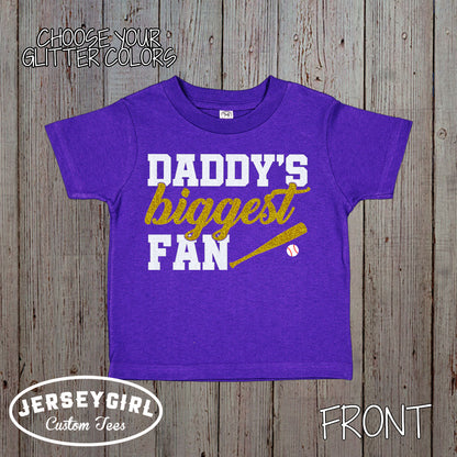 glitter daddy's biggest fan baseball bodysuit