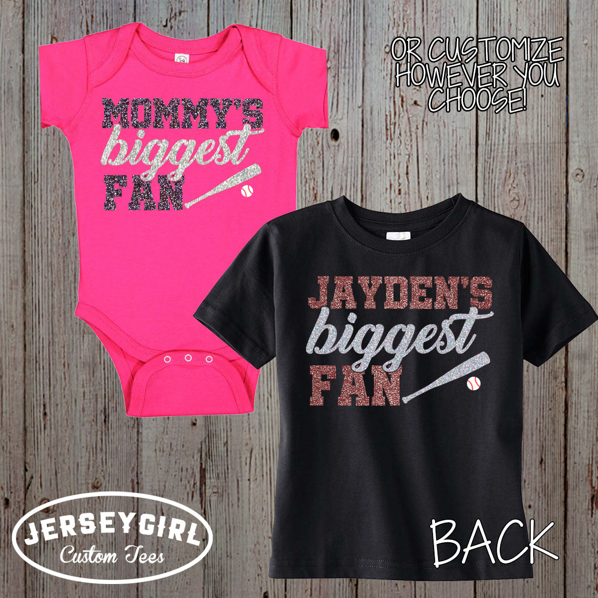 glitter daddy's biggest fan baseball bodysuit