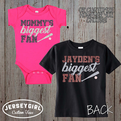 glitter daddy's biggest fan baseball bodysuit