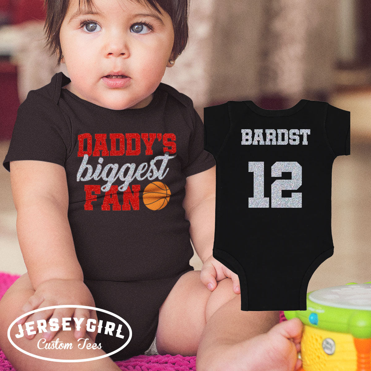 glitter daddy's biggest fan basketball shirt