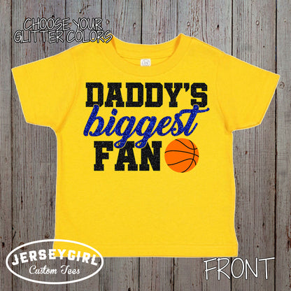 glitter daddy's biggest fan basketball shirt