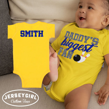 glitter daddy's biggest fan bowling bodysuit