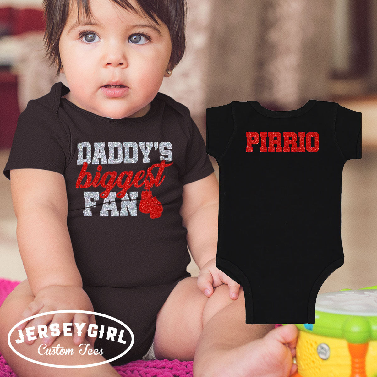 glitter daddy's biggest fan boxing bodysuit