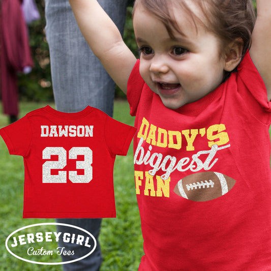 Glitter Daddy's Biggest Fan Football Bodysuit / Shirt