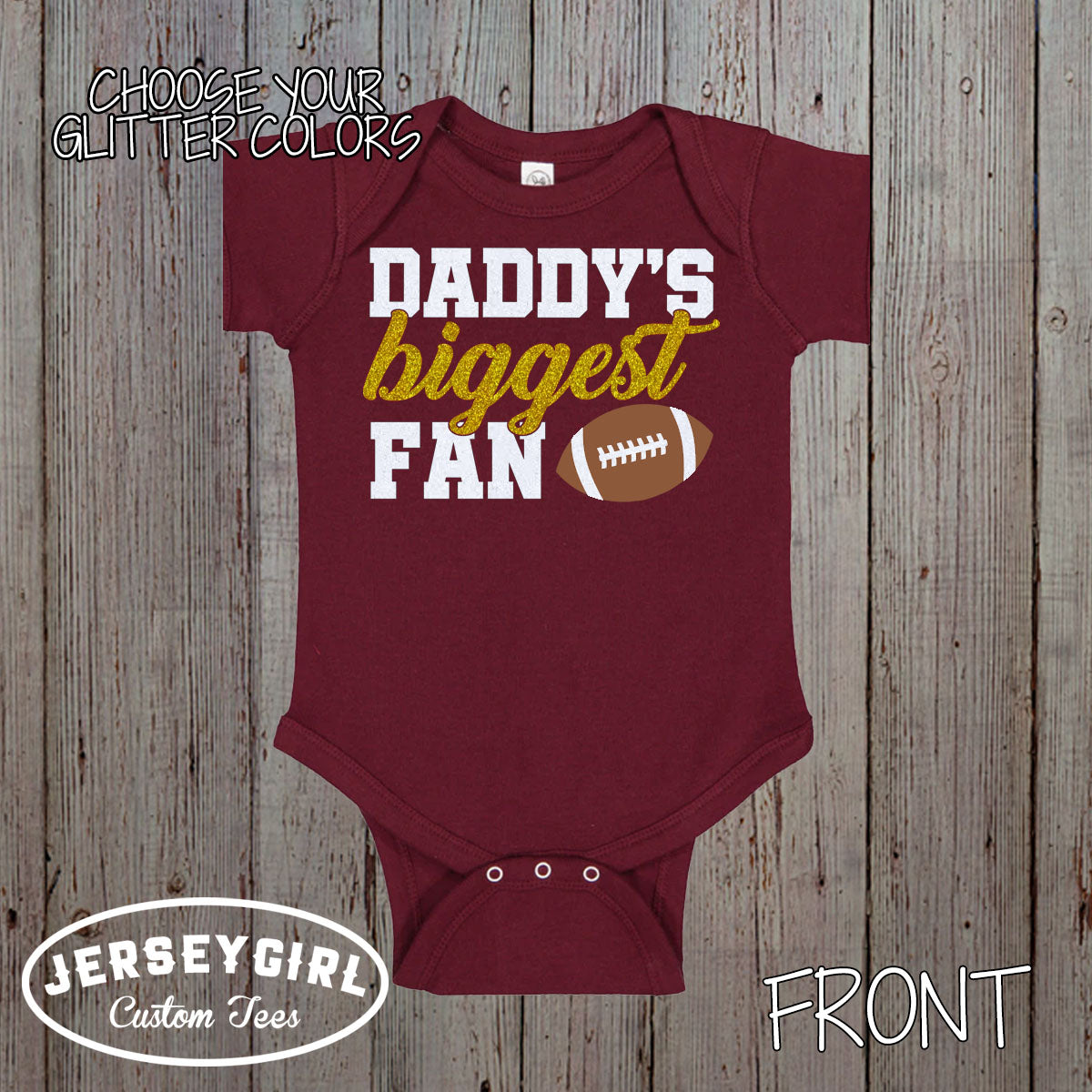 Glitter Daddy's Biggest Fan Football Bodysuit / Shirt