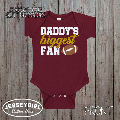 Glitter Daddy's Biggest Fan Football Bodysuit / Shirt