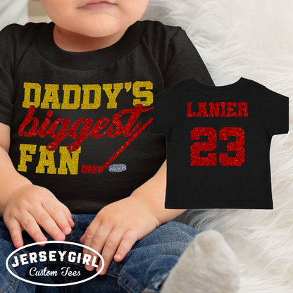 glitter Daddy's Biggest Fan hockey bodysuit / shirt