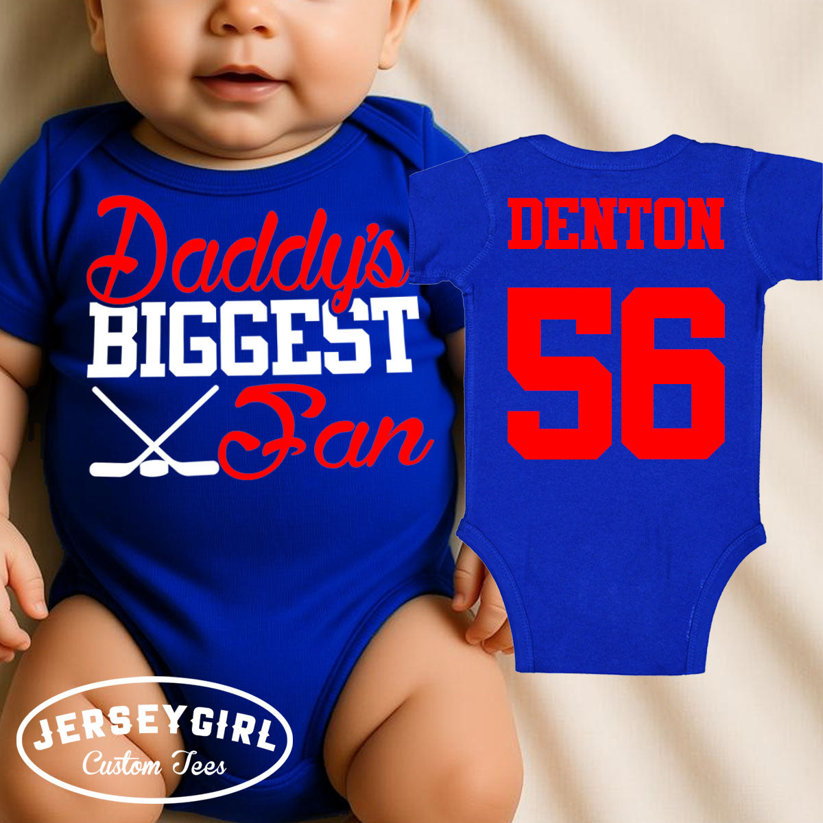 custom Daddy's Biggest Fan hockey bodysuit / toddler Shirt