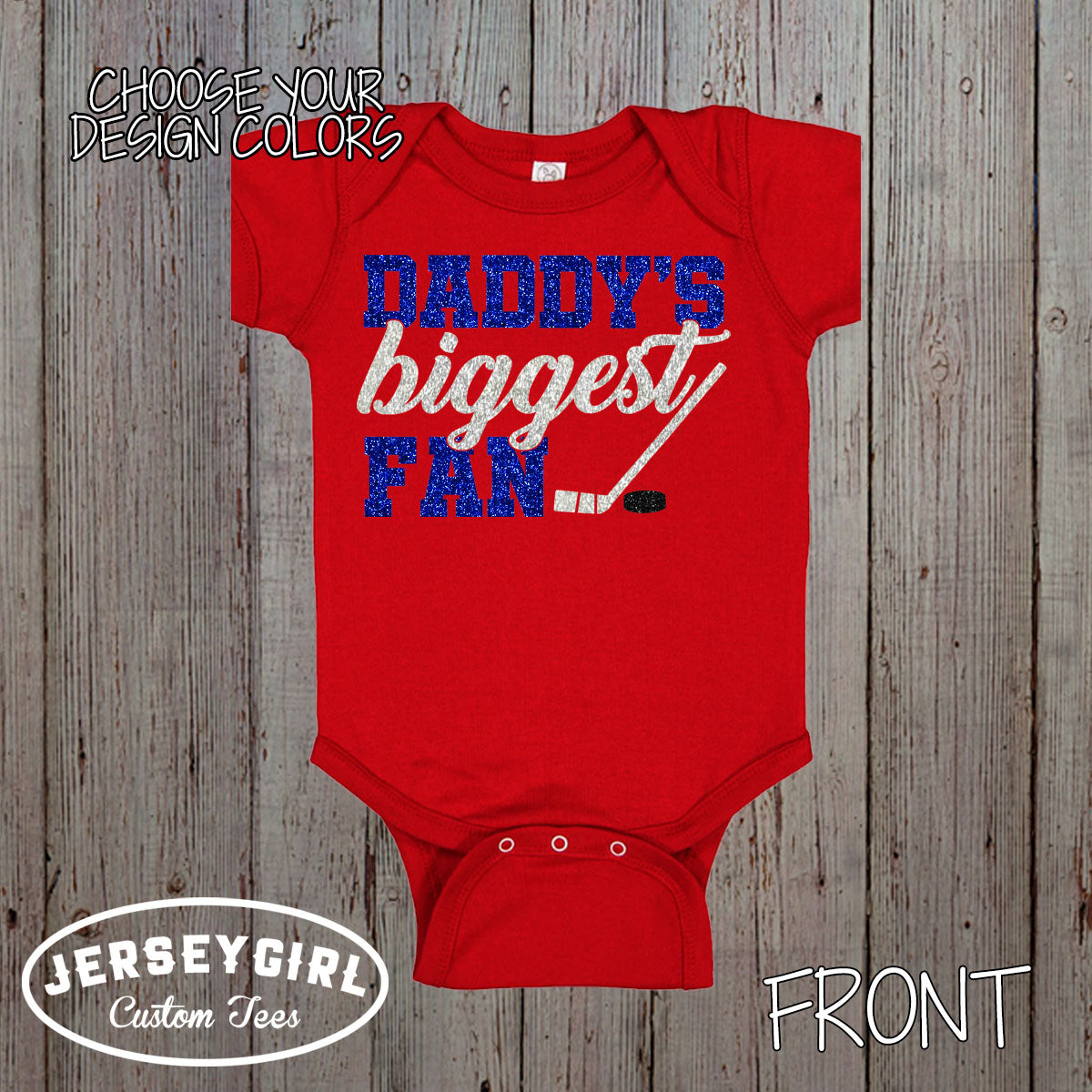 glitter Daddy's Biggest Fan hockey bodysuit / shirt