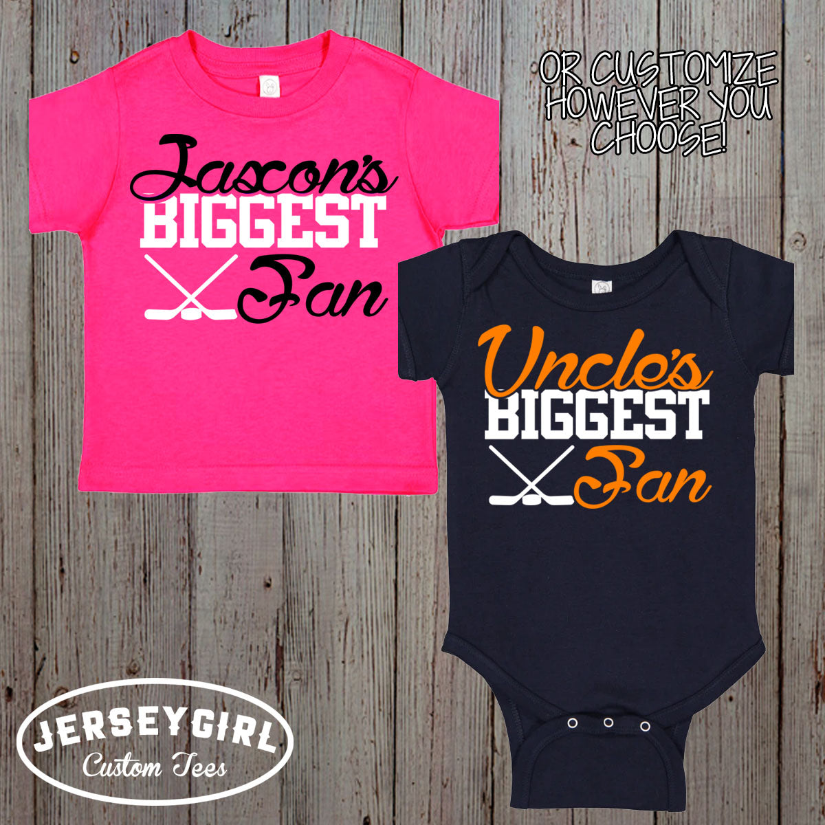 custom Daddy's Biggest Fan hockey bodysuit / toddler Shirt