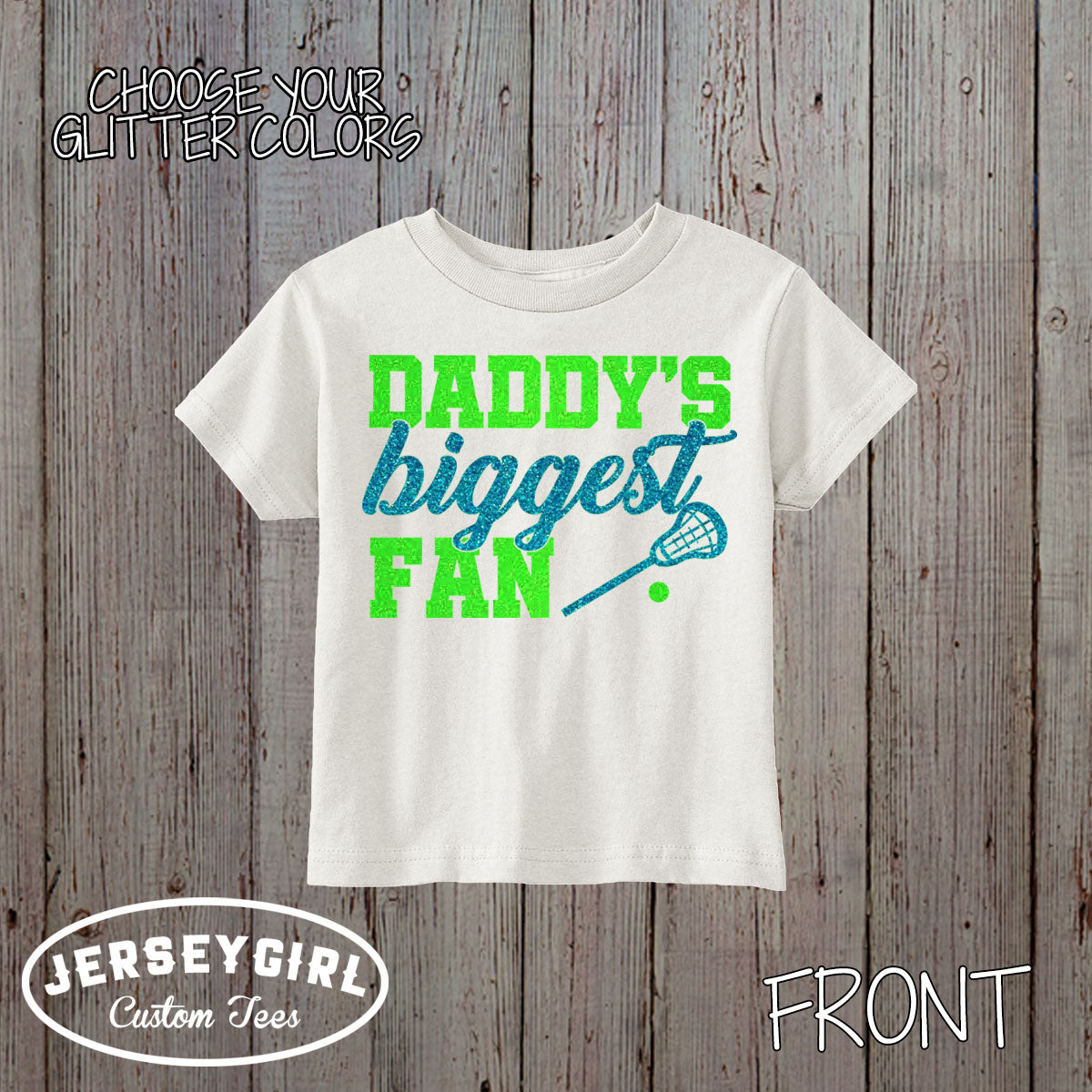 glitter daddy's biggest fan lacrosse bodysuit / shirt