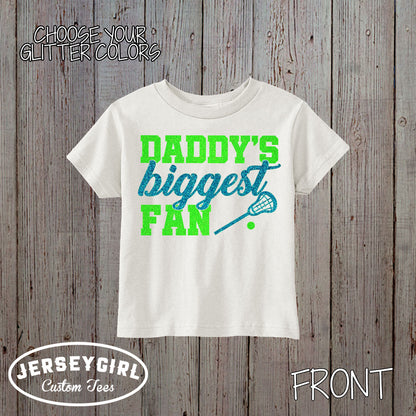 glitter daddy's biggest fan lacrosse bodysuit / shirt