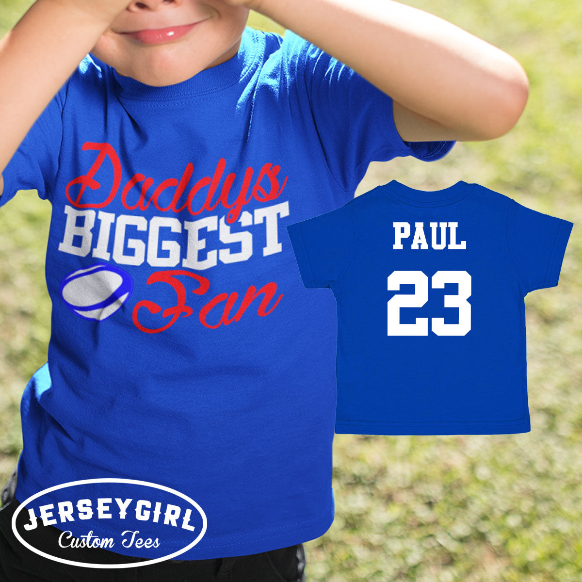 Custom Daddy's Biggest Fan Rugby bodysuit / toddler shirt