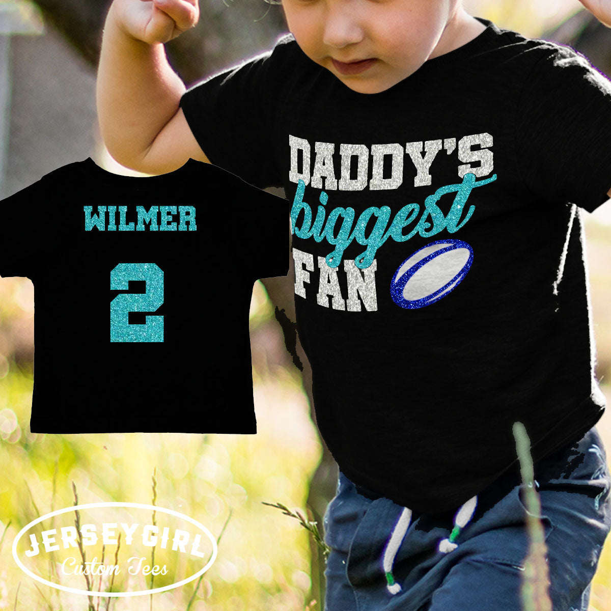 Glitter Daddy's Biggest Fan rugby bodysuit / shirt