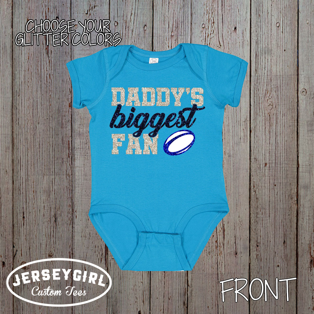 Glitter Daddy's Biggest Fan rugby bodysuit / shirt