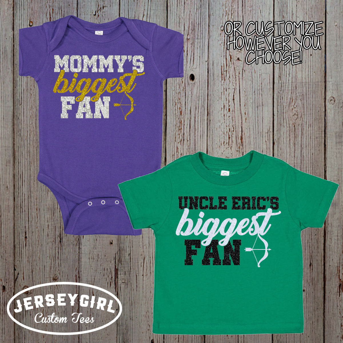 glitter daddy's biggest fan archery shirt