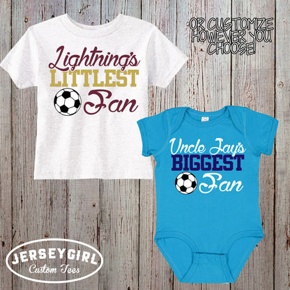 custom Daddy's Biggest Fan soccer bodysuit / toddler shirt