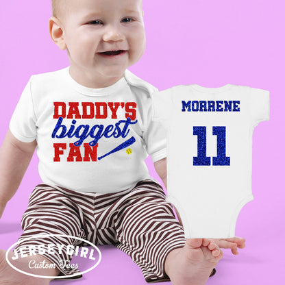 glitter Daddy's Biggest Fan softball bodysuit / shirt