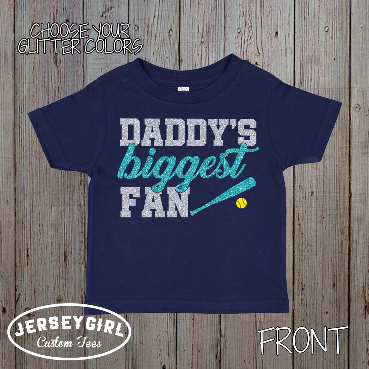 glitter Daddy's Biggest Fan softball bodysuit / shirt