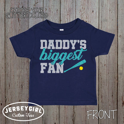 glitter Daddy's Biggest Fan softball bodysuit / shirt