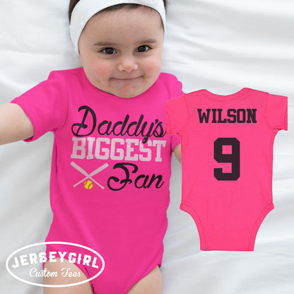 custom Daddy's Biggest Fan softball bodysuit / toddler shirt
