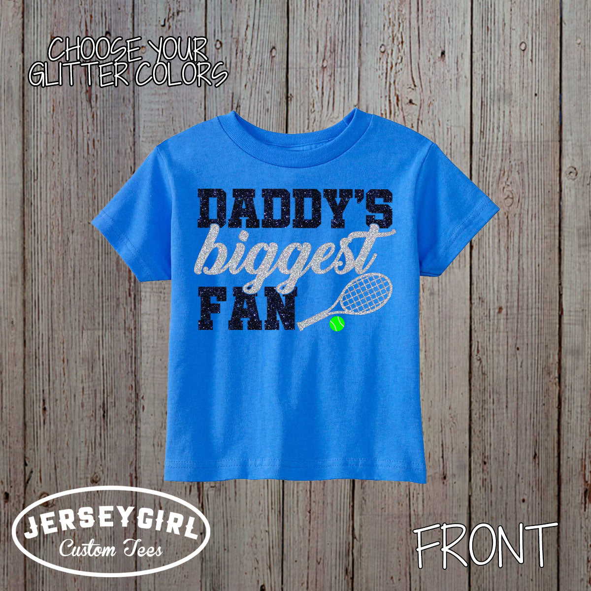 glitter Daddy's Biggest Fan tennis bodysuit