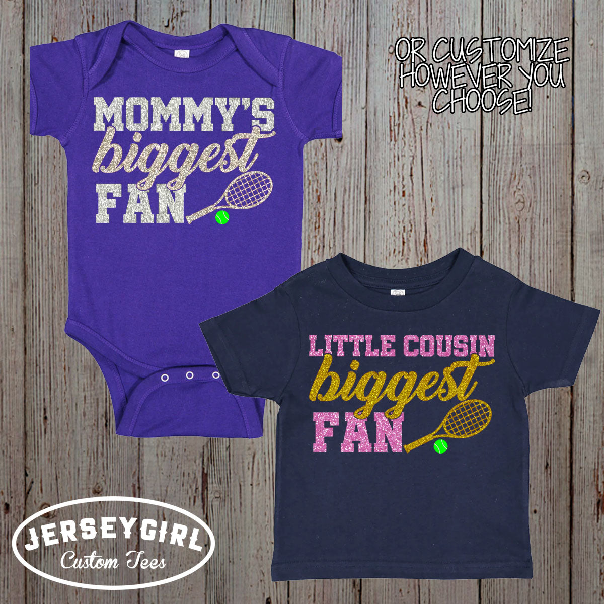 glitter Daddy's Biggest Fan tennis bodysuit