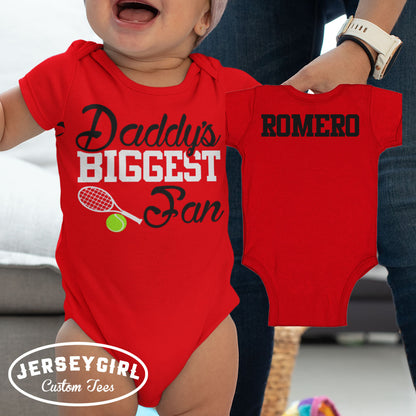 custom daddy's biggest fan tennis bodysuit / toddler shirt