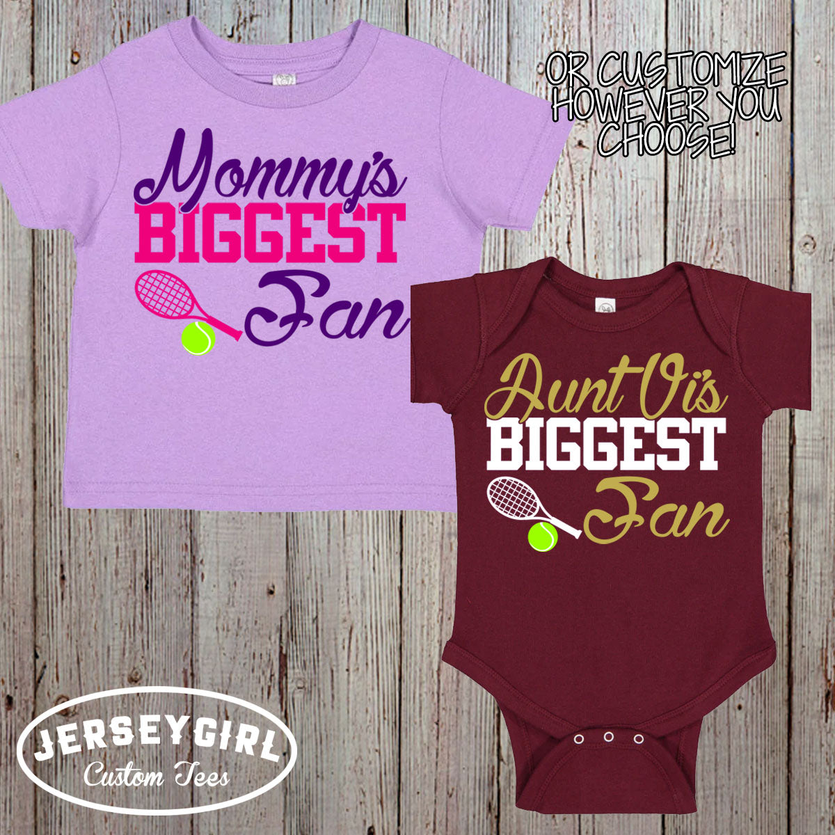 custom daddy's biggest fan tennis bodysuit / toddler shirt