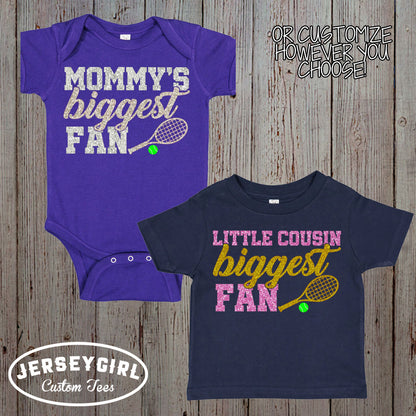 Glitter Daddy's Biggest Fan Tennis Bodysuit or Toddler Shirt