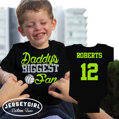 Custom Daddy's Biggest Fan Volleyball Bodysuit / Toddler Shirt