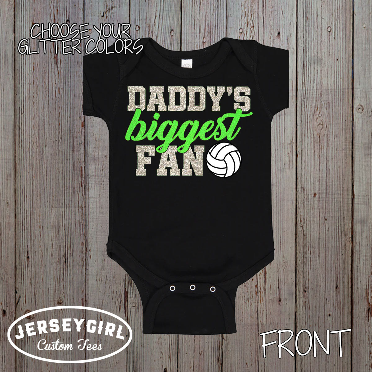 Glitter Daddy's Biggest Fan Volleyball Bodysuit / Shirt