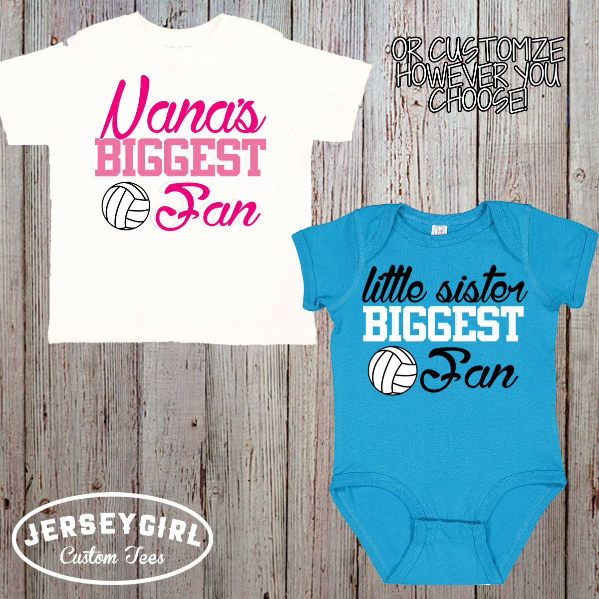 Custom Daddy's Biggest Fan Volleyball Bodysuit / Toddler Shirt