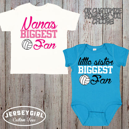 Custom Daddy's Biggest Fan Volleyball Bodysuit / Toddler Shirt